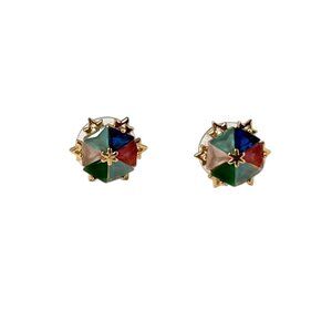 Vintage Inspired Multicolor Starburst Stud Earrings Retro Gold Statement Jewelry
